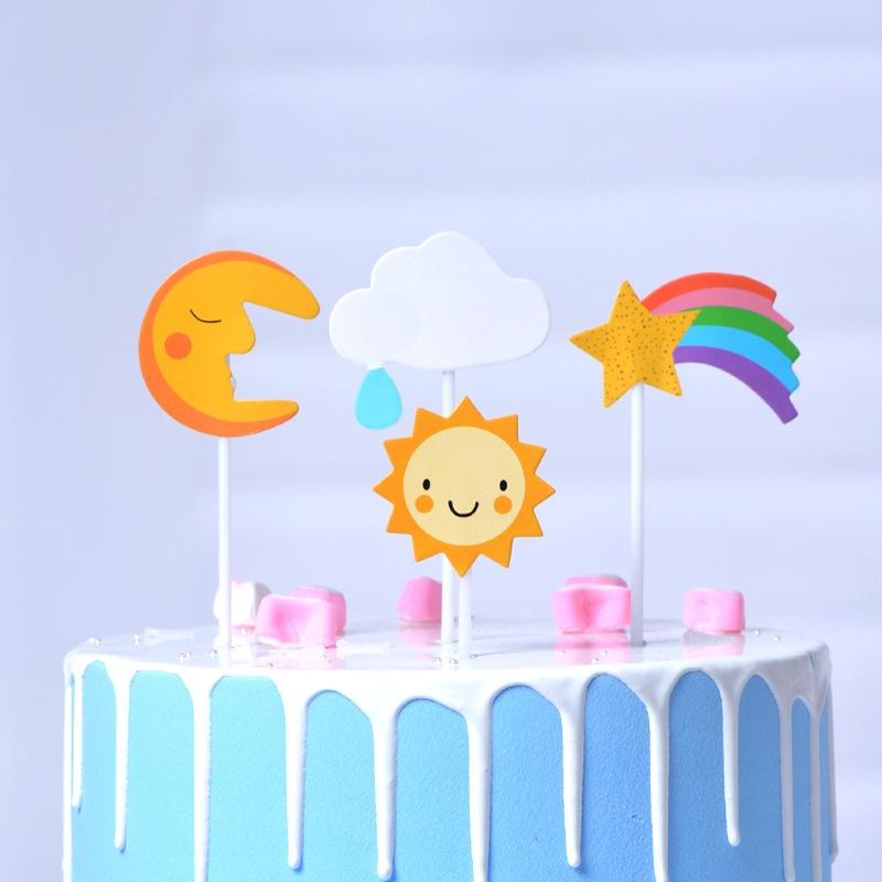 节日用品蛋糕装饰大彩虹生日彩虹套装派对蛋糕插件烘焙用品甜品台蛋糕插牌详情图7