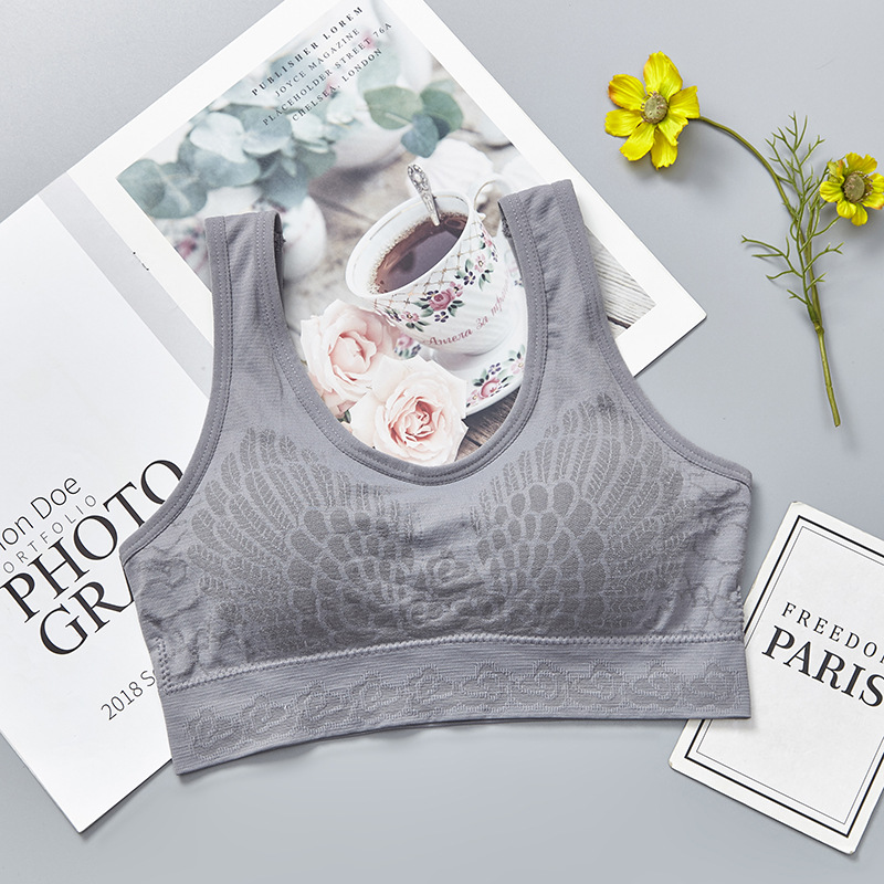 New seamless, wire-free cotton lining sleep gathering yoga lace beauty back vest sports bra for women undefined