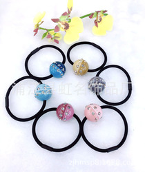 Manufacturers direct sales of explosive hair rope female small ball inlaid diamond head rope tied horsetail ball head cute hair rope leather buckle rope buckle