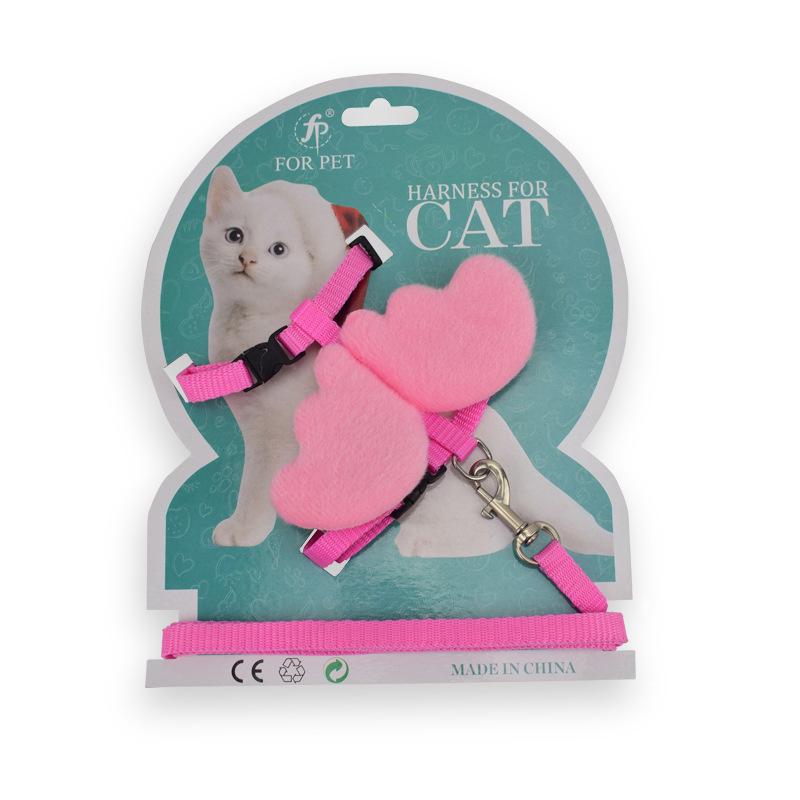 Cat Supplies Cat Leash Nylon webbing adjustable cat strap Walking cat leash Angel cat back leash undefined
