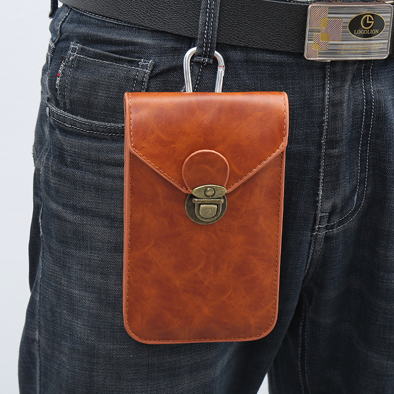 Selling Men's Vertical Casual Mobile Phone Bag Wear Belt Thin Small Fanny Pack Multi-Functional Mini Sports Hanging Bag Wholesale Specification drawing