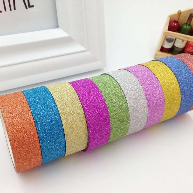 亚马逊跨境创意diy金粉装饰胶带 精美彩虹闪粉胶带 装饰相册
