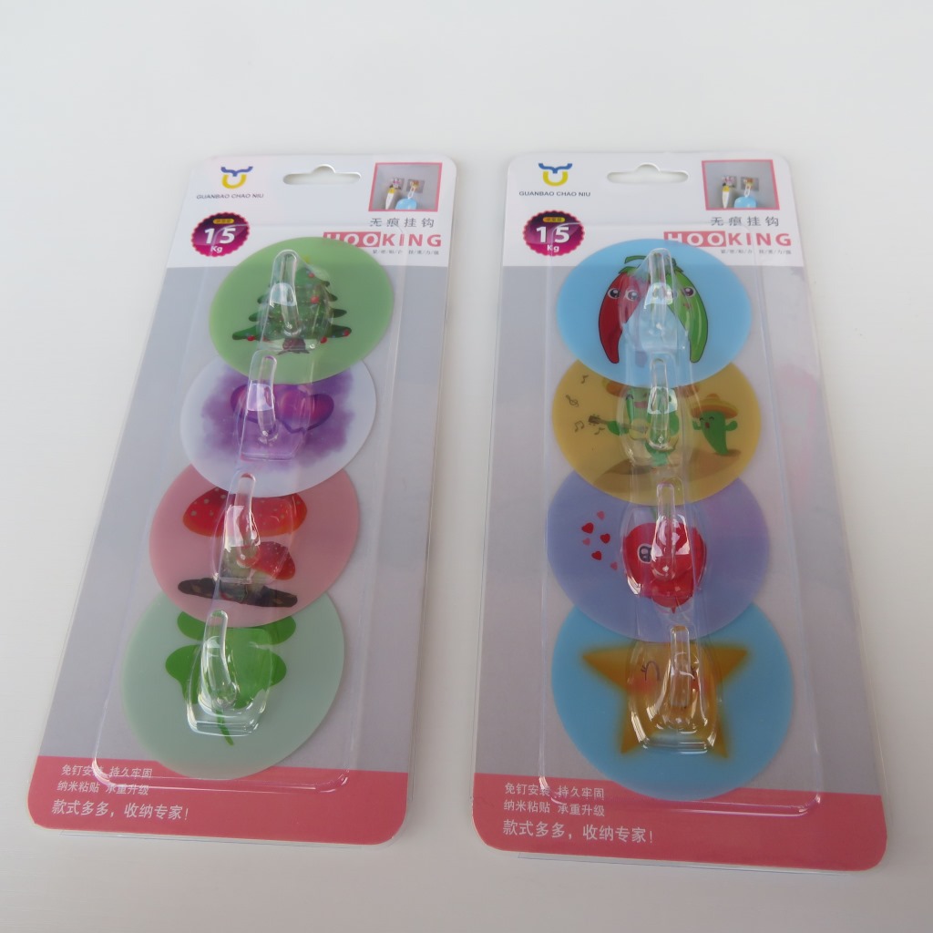 Factory direct sales of seamless strong adhesive hook card installation, seamless four-piece crystal tree branch hook strong seamless adhesive card installation Specification drawing