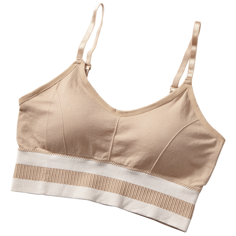 New seamless mid-length beauty back-wrapped chest thread sports anti-glare underwear women's vest adjustable shoulder strap bra Item Picture