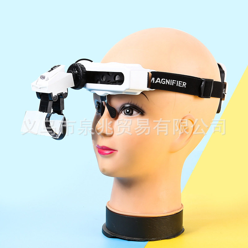 亚马逊8种镜片倍数可互换带LED高清阅读眼镜头戴式钟表修理放大镜