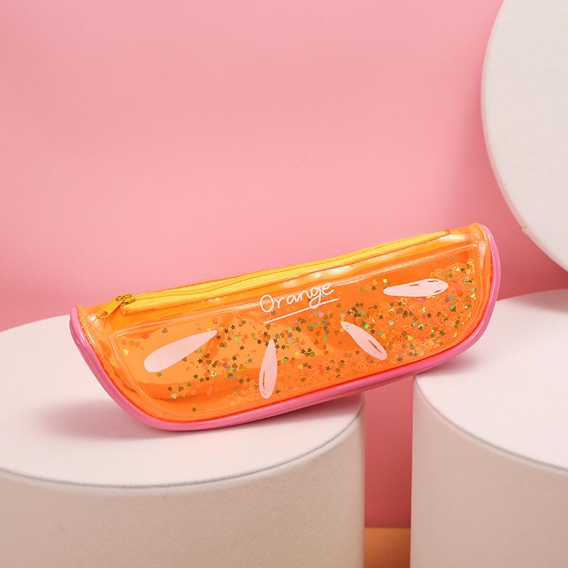 Korean version rainbow Fruit flowing sand student pencil case, iridescent summer new storage box, children and girls' storage pencil case undefined