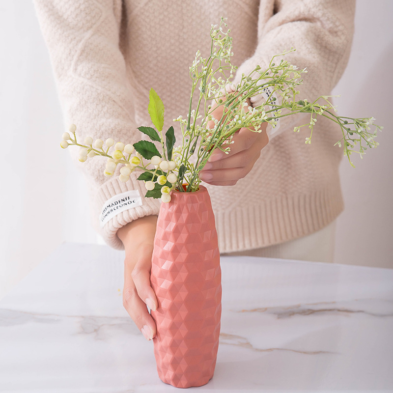 北欧风仿陶瓷干花瓶塑料花瓶摆件客厅插花电视柜家居创意餐桌摆设