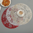 创意餐垫 40cm西餐厅隔热垫家用餐桌装饰PVC防油桌垫花卉咖啡杯垫