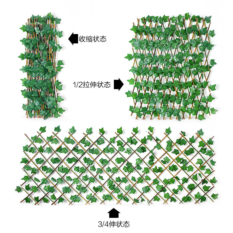 Wholesale of artificial fence leaves, outdoor wooden fences, plant courtyard enclosures, decorative telescopic wooden fences and railings details Picture