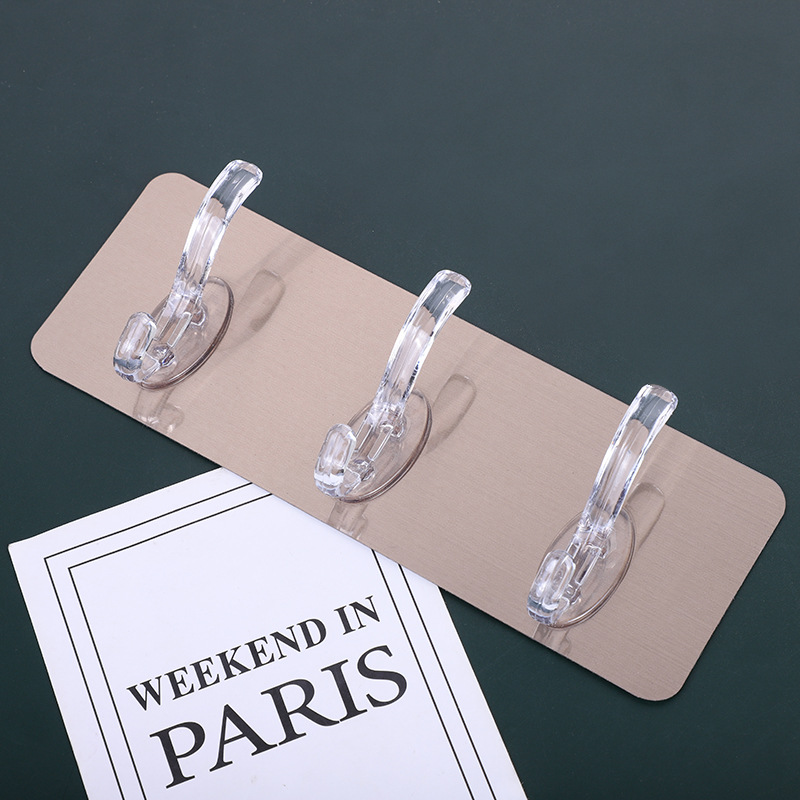 Brushed seamless three-row hooks, coat hooks, bathroom nail-free row hooks, kitchen hole-free hanging hooks, and strong wall adhesive hooks full figure
