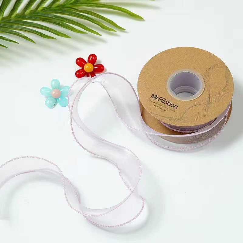 4cm雪纱婚礼彩带鱼尾纱 DIY韩版涤纶织带蝴蝶结丝带厂家直供详情图11