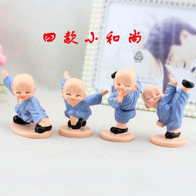 New creative car decoration, a colorful coat of Kung Fu monk resin display piece, a cute gift decoration for both car and home use undefined