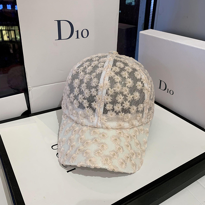 Summer Korean version of sun hat, Instagram chrysanthemum lace breathable baseball cap, fresh and cute cap, women's baseball cap undefined