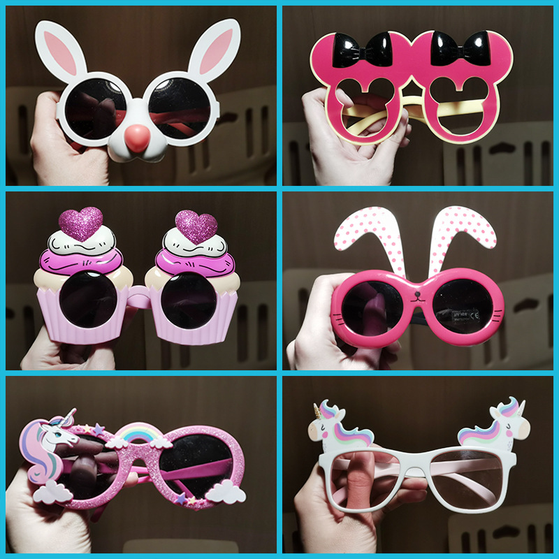 Big pineapple shark 3D funny glasses Unicorn children's glasses frame Concave shape cake rainbow children's glasses frame details Picture