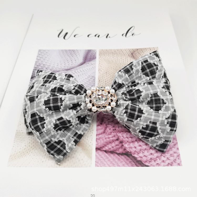 New Korean Diamond-Shaped Double Butterfly Hairpin Knot Pearl Accessories Fashion Temperament Hairpin Head Accessories Manufacturers Direct Supply details Picture