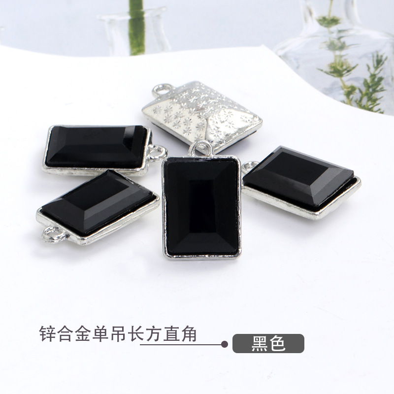 Factory wholesale rectangular glass single hanging diy jewelry accessories, clothing accessories, rectangular right-angle glass pendants undefined