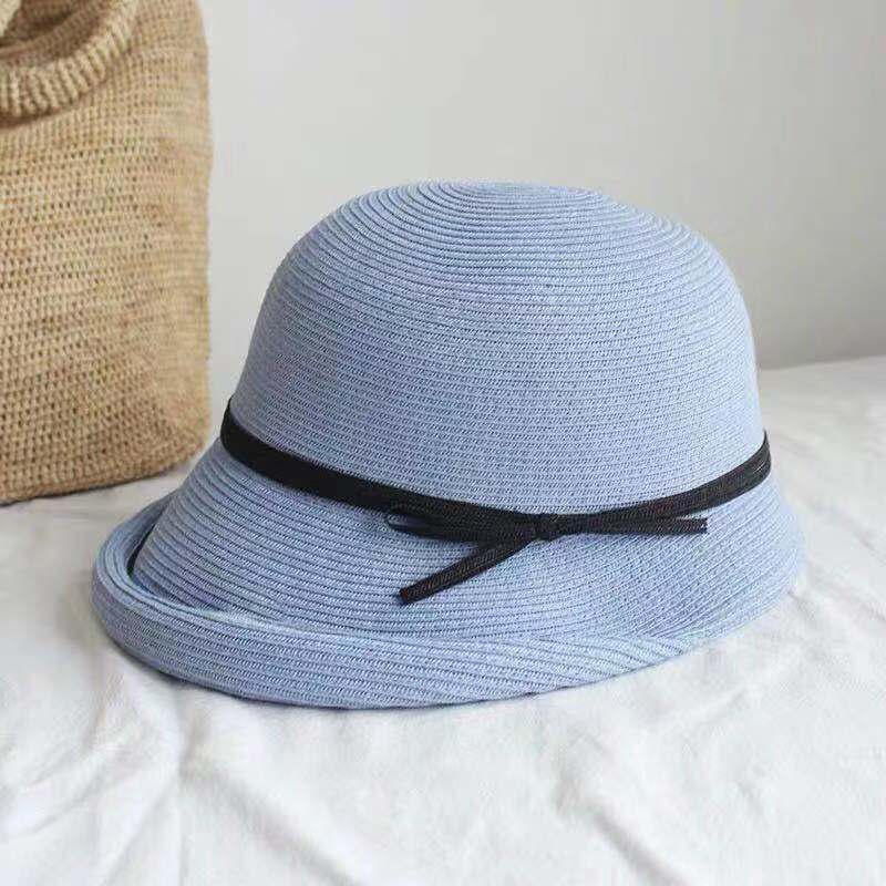 Hepburn style straw hat, retro and youthful, making the face look smaller, foldable Japanese grass sun hat, children, summer beach undefined