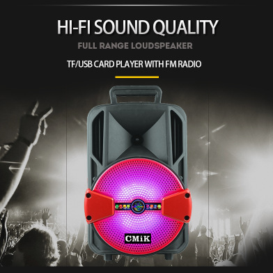 8-inch outdoor square dance speaker, Bluetooth, high-power portable hand-held lever, battery speaker, home card insert USB flash drive Specification image