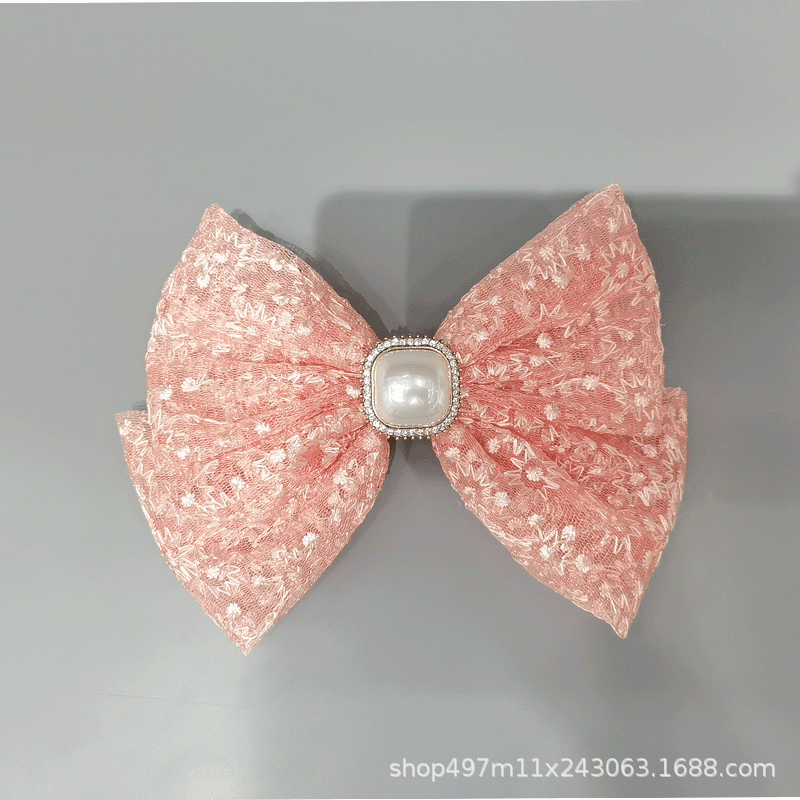New Korean Lace Double Bow Hair Clip Simple Fashion Back Head Spring Clip Hair Accessories Manufacturers Direct Supply details Picture