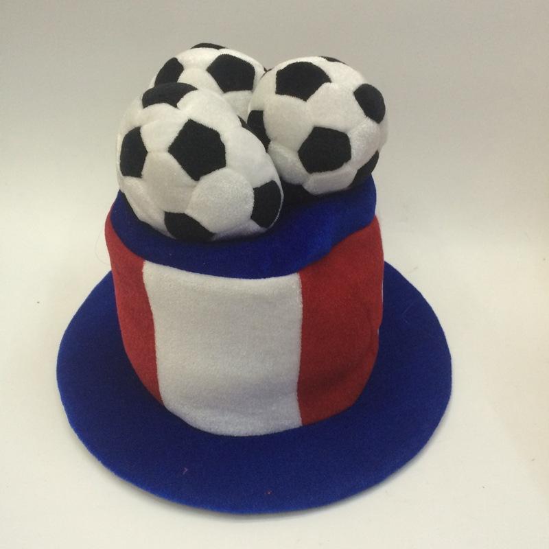 Qianfang Festival Wig hat in blue, white and red, French football festival cap top, little football fan hat 5543 Specification image
