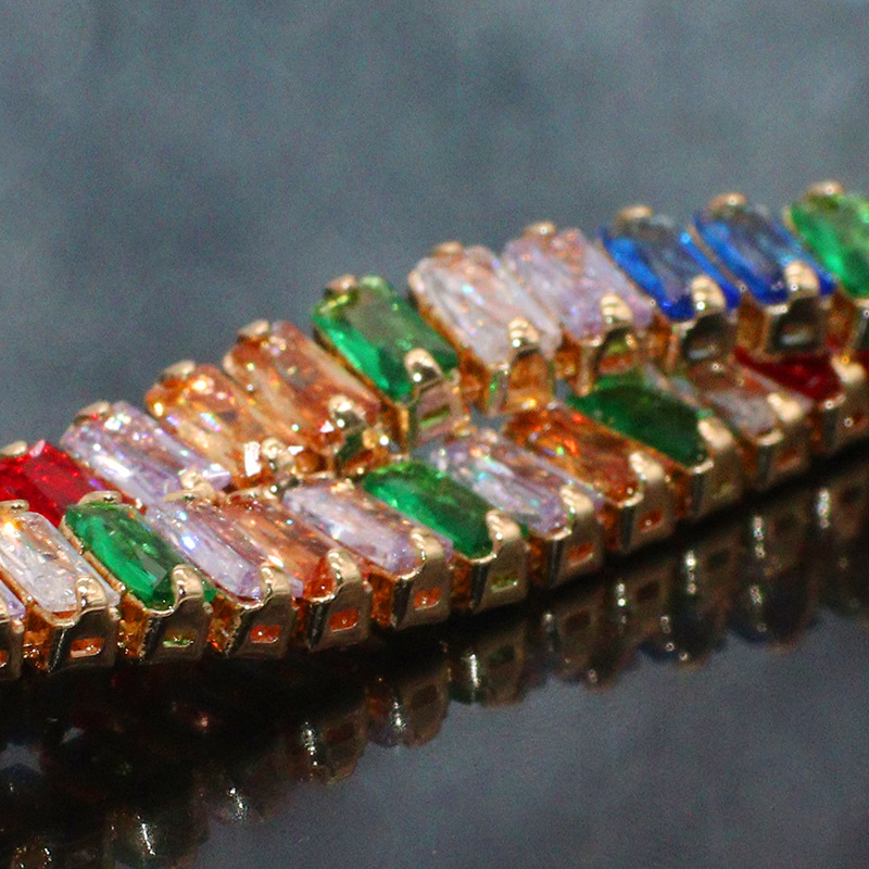 【 Rectangular & Round 】 Rectangular meta-shaped zircon claw chain, copper studded with diamonds, handcrafted chain, nail art, clothing and jewelry in stock 8 Application Scenario