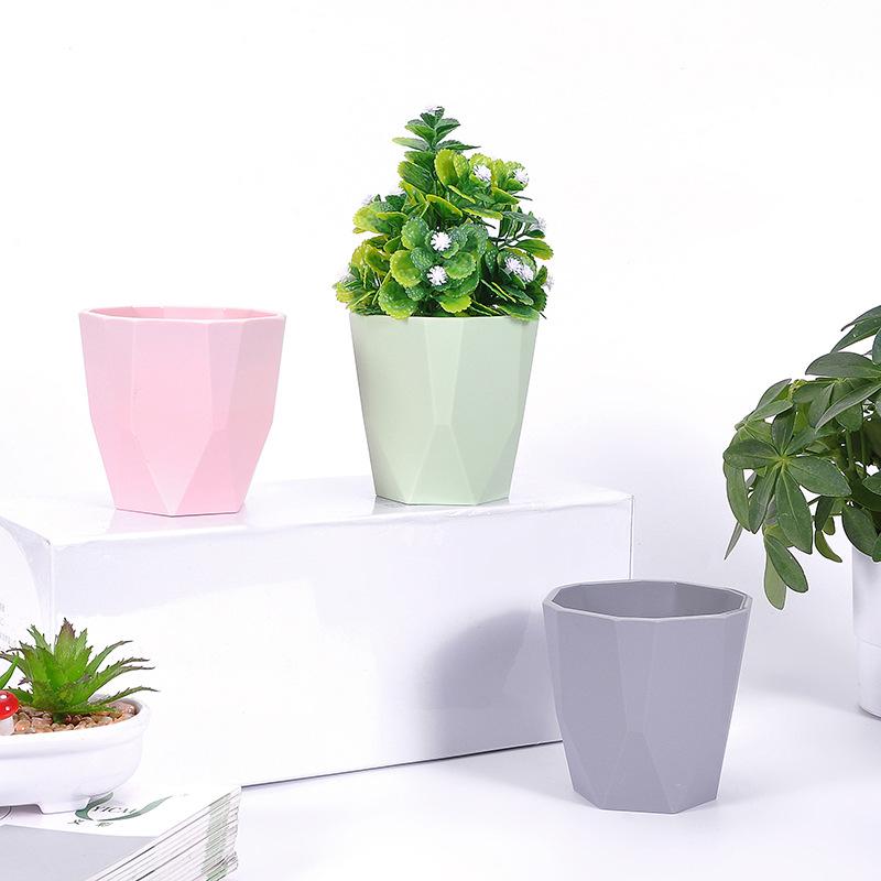 Factory direct sales of macaron-colored rhombic flowerpots, simple Nordic-style plastic imitation porcelain succulent plant flowerpots Item Picture