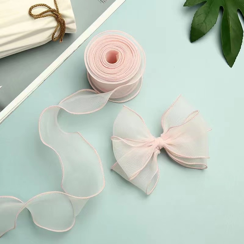 4cm雪纱婚礼彩带鱼尾纱 DIY韩版涤纶织带蝴蝶结丝带厂家直供详情图17