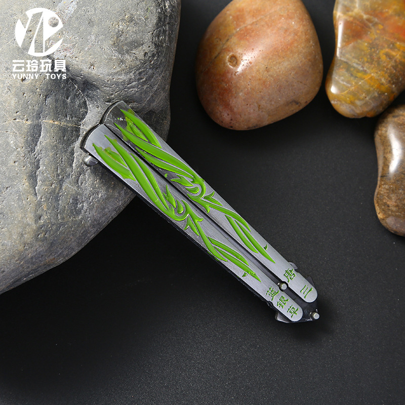 New anime-themed foldable butterfly-swinging knife practice and cool training knife uncut model ornament Specification image