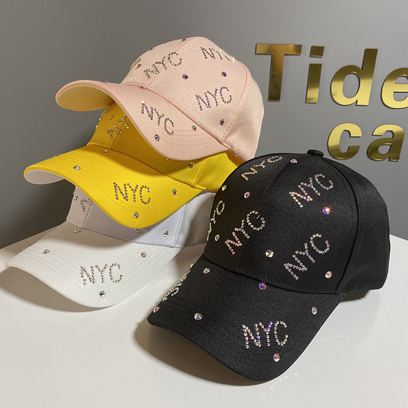 网红同款NYC水钻棒球帽女逛街时尚鸭舌帽旅游百搭防晒遮阳帽子男产品图