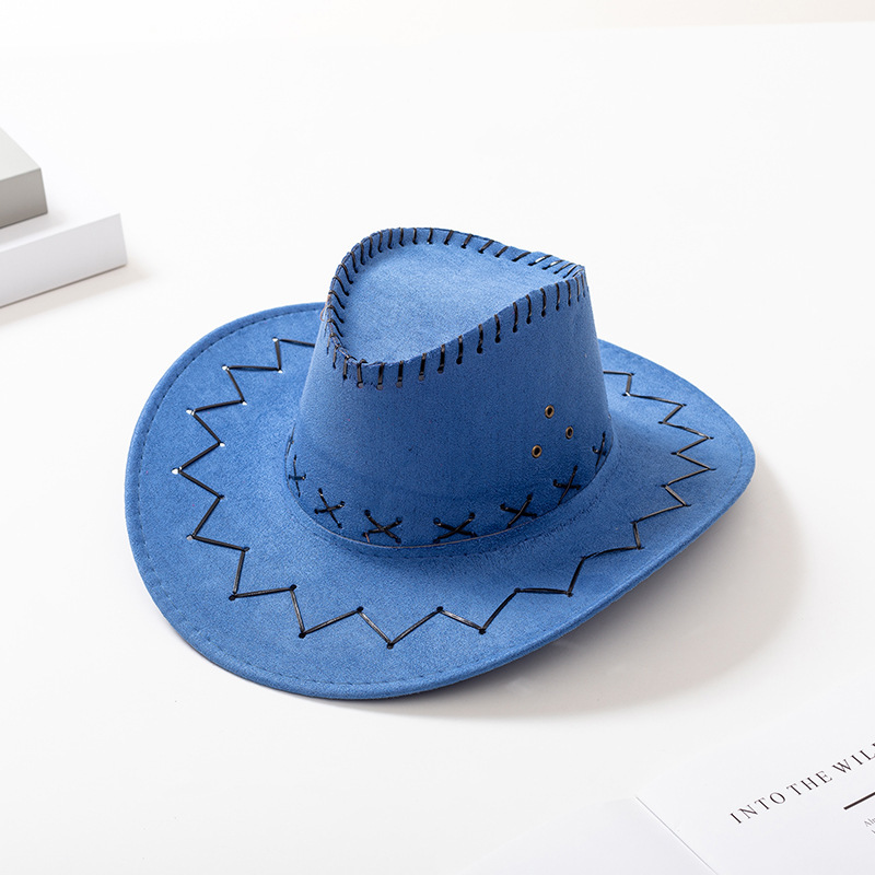 西部牛仔草帽骑士帽子男女士夏天遮阳帽 休闲麂皮绒牛仔帽 批发详情图15