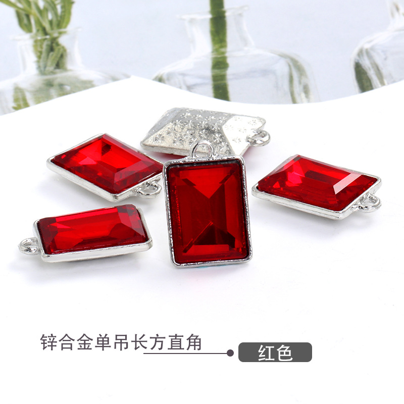 Factory wholesale rectangular glass single hanging diy jewelry accessories, clothing accessories, rectangular right-angle glass pendants undefined