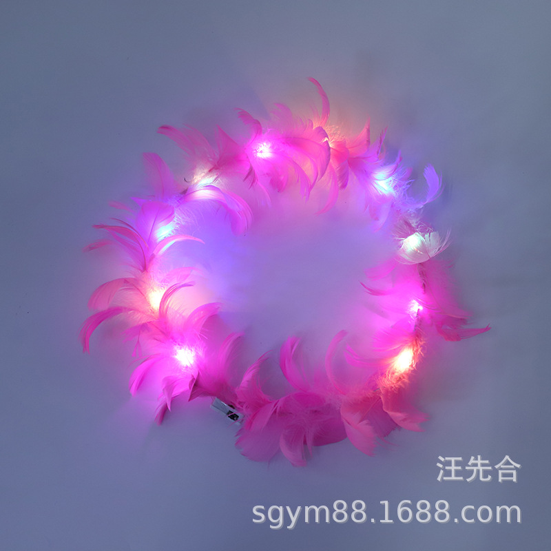 2021新款发光羽毛花环.70.80.90公分.颜色齐全