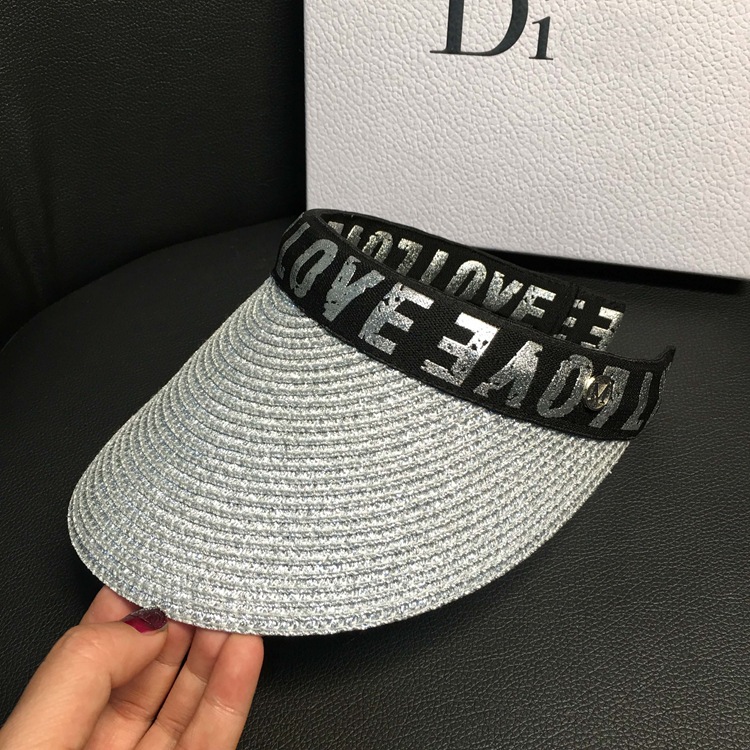 Women's summer hats, straw hats for face protection and sun protection, fashionable open-top versatile hats, letter casual cool hats, trendy Specification image