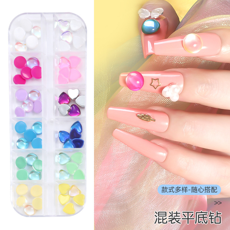 Cross-border nail art 12-compartment plain mixed box set, nail drill nail patch box set, nail drill Mocha electroplated mixed set Application Scenario
