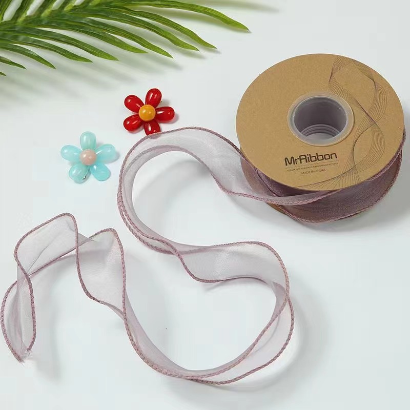 4cm雪纱婚礼彩带鱼尾纱 DIY韩版涤纶织带蝴蝶结丝带厂家直供详情图7