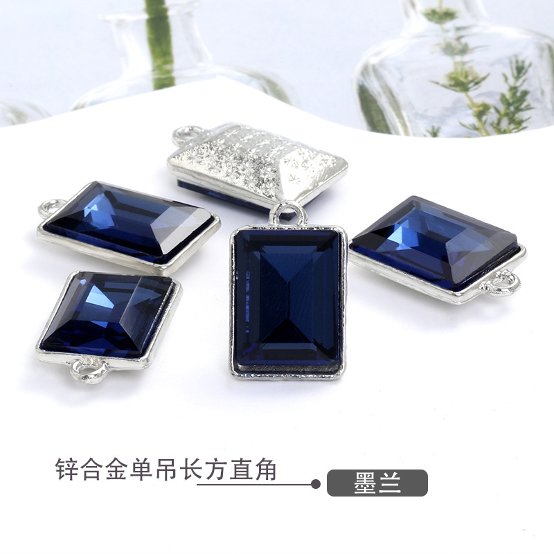 Factory wholesale rectangular glass single hanging diy jewelry accessories, clothing accessories, rectangular right-angle glass pendants undefined