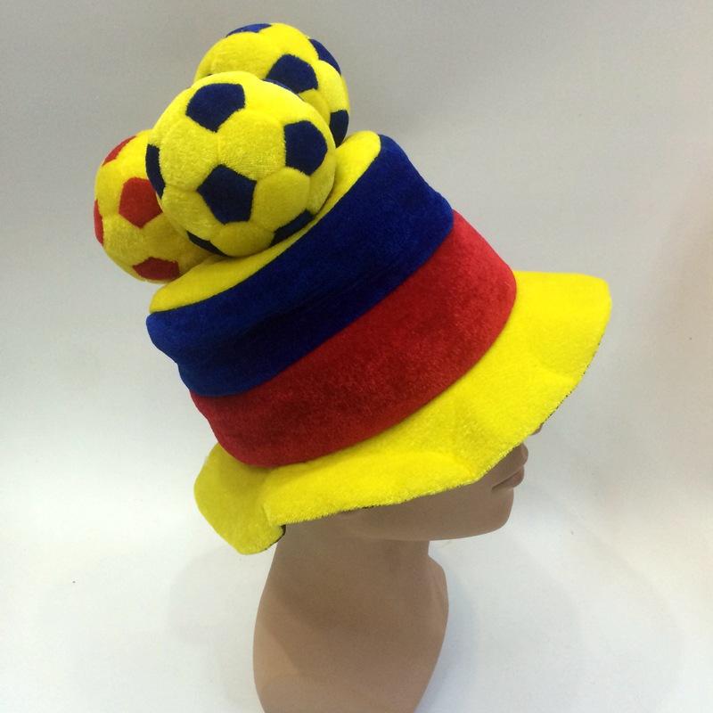 Sombrero de la peluca del festival de qianfang sombrero de la bandera de rumania tricolor sombrero de los fans del fútbol azul rojo amarillo sombrero del festival de la copa del mundo details Picture