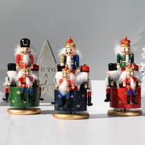 European hand-painted 23CM nutcracker rotating music box handicrafts home wooden music box