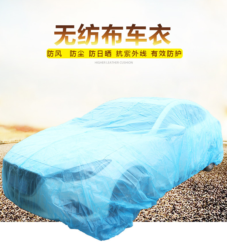 一次性车衣防晒水雨轻便薄无纺布透明罩汽车尘套简易可印LOGO产品图