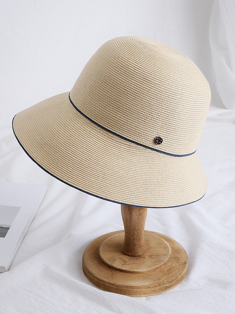 Japanese-style simple fisherman's hat, women's summer basin hat, foldable, elegant and casual, beach travel hat, sunshade hat, trendy Specification image