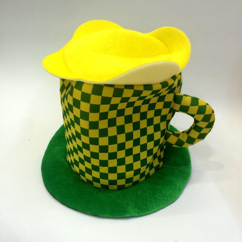 Qianfang Festival Wig hat, Brazilian yellowish-green beer mug hat, Beer Festival hat, Carnival Party Drinking Festival hat 2113 Item Picture