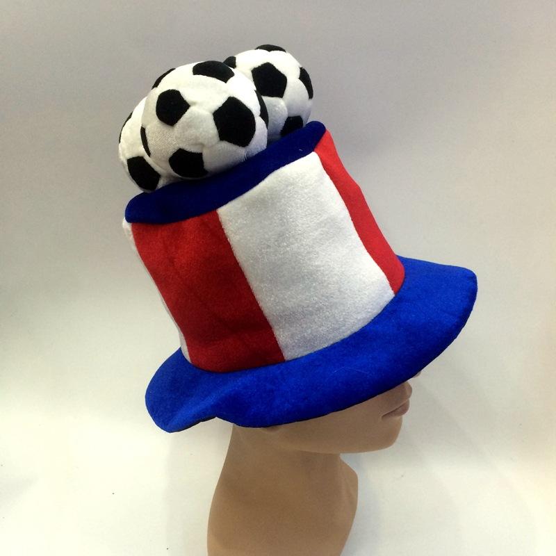 Qianfang Festival Wig hat in blue, white and red, French football festival cap top, little football fan hat 5543 details Picture