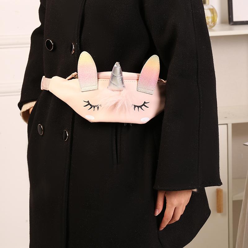 Unicornio cartoon PU una bolsa de hombro pequeña niña linda bolsa de cintura de ojos grandes niños kindergarten bolsa crossbody bolsa de pecho Application Scenario