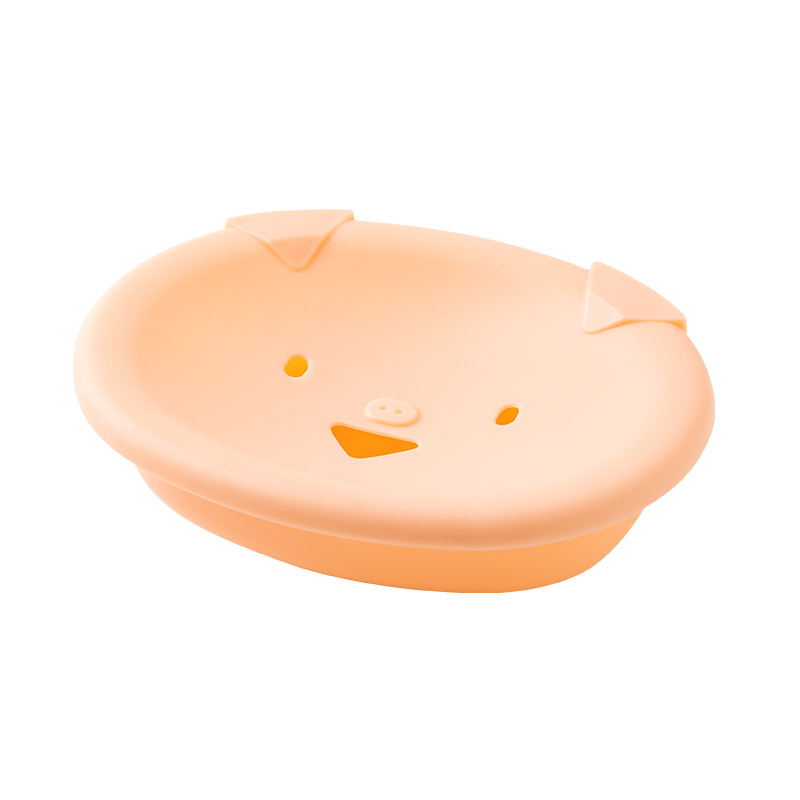 Double-layer cute fragrant little pig soap box, hollowed-out draining travel soap box with cover, cross-border supply of foreign trade bathroom soap box Item Picture