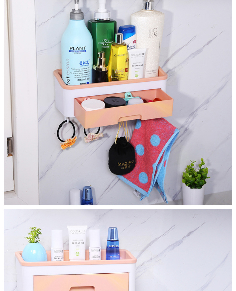 The cosmetic jewelry box shelving and bathroom hook shelving are convenient to use, have a large capacity, are detachable and easy to clean Item Picture