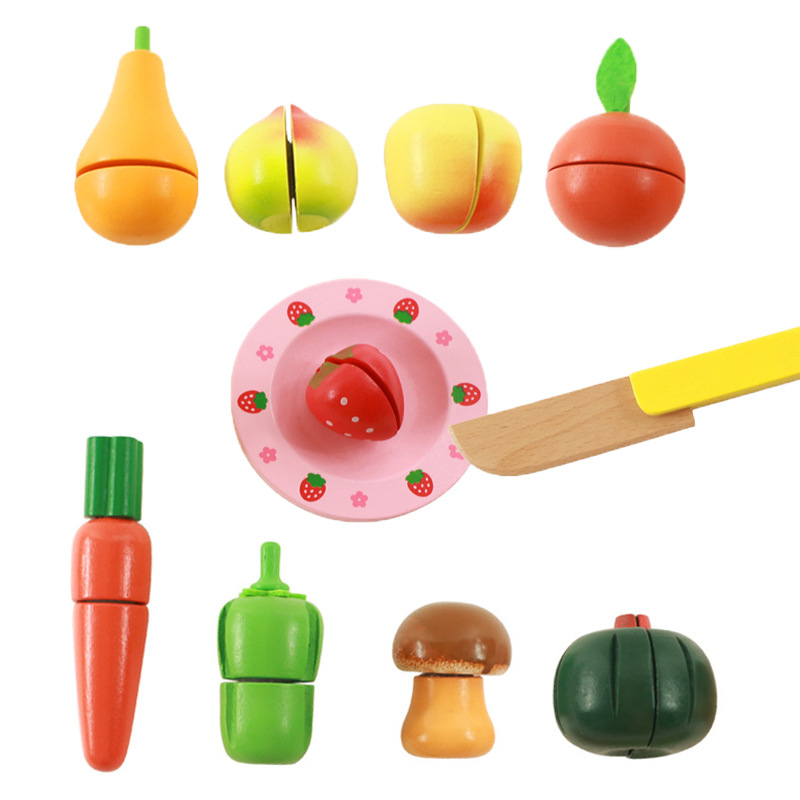 Children play home fruit and vegetable cutting music wood fruit and vegetable cutting to see girls education early fun toys Item Picture