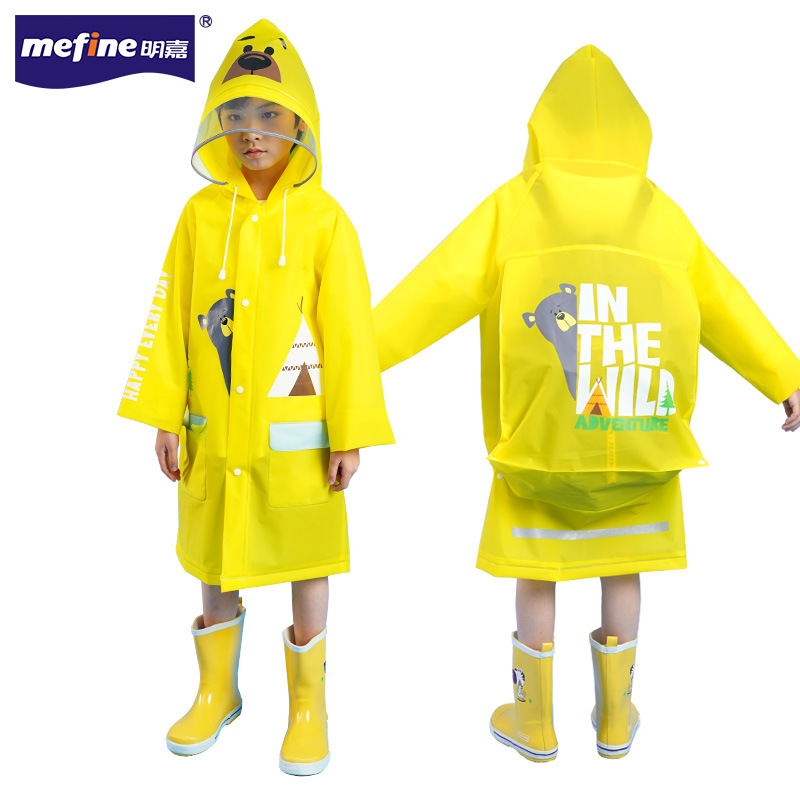 mefine Mingjia EVA Enlarged transparent brim cartoon children's raincoat, outdoor student boys' and girls' raincoat undefined