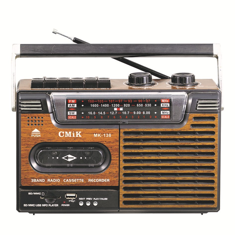 cmik手提式复古录音机 磁带机收录机USB SD卡蓝牙音箱4波段收音机录音机收音机
