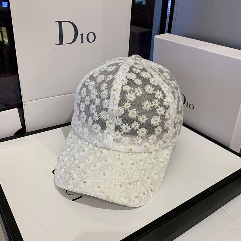 Summer Korean version of sun hat, Instagram chrysanthemum lace breathable baseball cap, fresh and cute cap, women's baseball cap Specification image