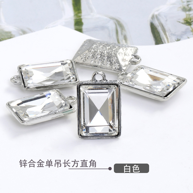 Factory wholesale rectangular glass single hanging diy jewelry accessories, clothing accessories, rectangular right-angle glass pendants undefined